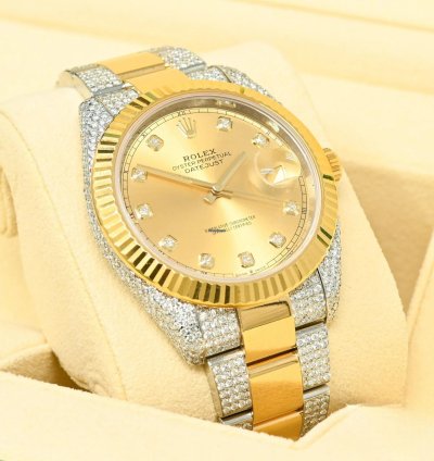 Rolex Datejust 41 41mm - Champagne Fluted Iced Out