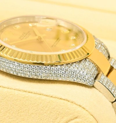 Rolex Datejust 41 41mm - Champagne Fluted Iced Out