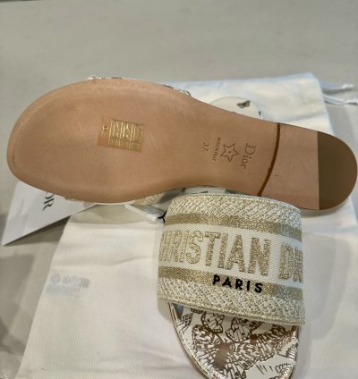 Dior Dway Slide - White And Gold Tone Gradient Butterflies