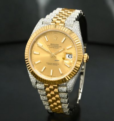 Rolex Datejust 41 41mm - Champagne Jubilee Fluted Iced Out