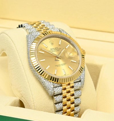 Rolex Datejust 41 41mm - Champagne Jubilee Fluted Iced Out