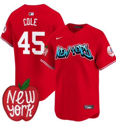 Gerrit Cole Jersey 45 New York Yankees Apple Patch Vapor Premier Limited Stitched Red