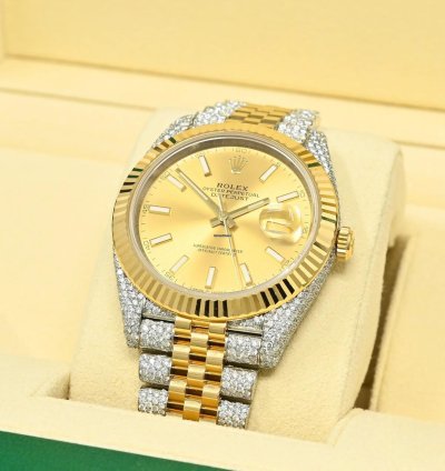 Rolex Datejust 41 41mm - Champagne Jubilee Fluted Iced Out