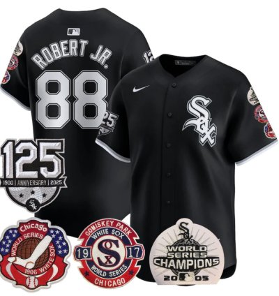 Luis Robert Jr Jersey 88 Chicago White Sox 125th Anniversary World Series Champions Black
