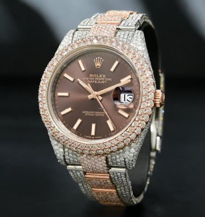 Rolex Datejust 41 41mm - Honeycomb Everose - Iced Out Custom
