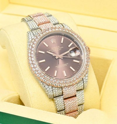 Rolex Datejust 41 41mm - Honeycomb Everose - Iced Out Custom
