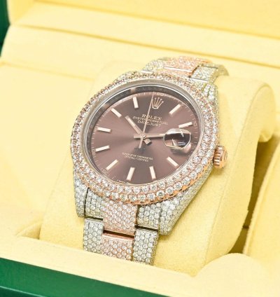Rolex Datejust 41 41mm - Honeycomb Everose - Iced Out Custom