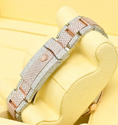 Rolex Datejust 41 41mm - Honeycomb Everose - Iced Out Custom