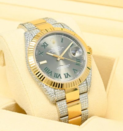 Rolex Datejust 41 41mm - Wimbledon Fluted Iced Out