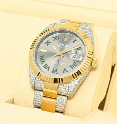 Rolex Datejust 41 41mm - Wimbledon Fluted Iced Out