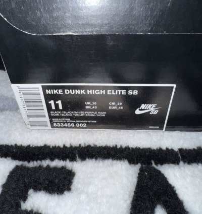 Nike Sb Dunk High Black Purple Box size 11