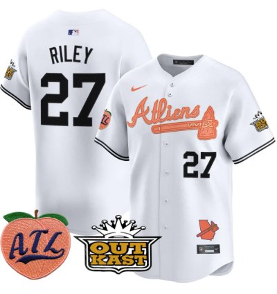 Austin Riley Jersey 27 Atlanta Braves Atliens Peach Vapor Premier Limited Stitched White
