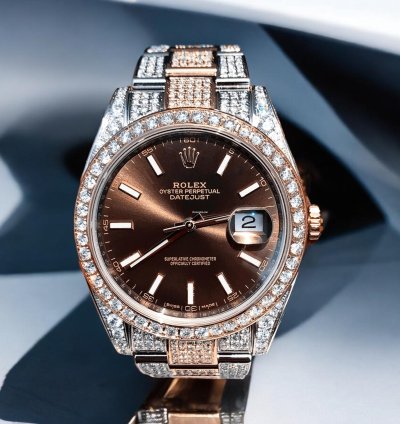 Rolex Datejust 41 Oyster Chocolate Dial Custom Diamond-set - Iced Out