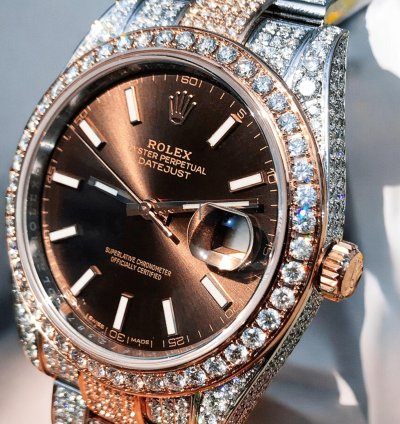 Rolex Datejust 41 Oyster Chocolate Dial Custom Diamond-set - Iced Out