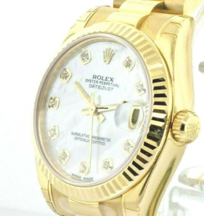 Rolex Datejust Lady-datejust 31mm Yellow Gold Mother Of Pearl Diamond Dial 178278mdp