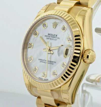 Rolex Datejust Lady-datejust 31mm Yellow Gold Mother Of Pearl Diamond Dial 178278mdp