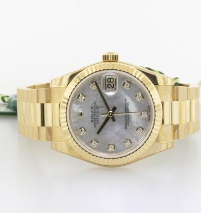 Rolex Datejust Lady-datejust 31mm Yellow Gold Mother Of Pearl Diamond Dial 178278mdp