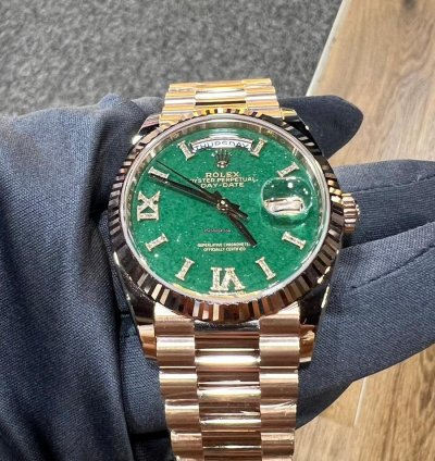 Rolex Day-date 36 2024 New Day-date 36 Everose Gold Green Aventurine Roman Diamond