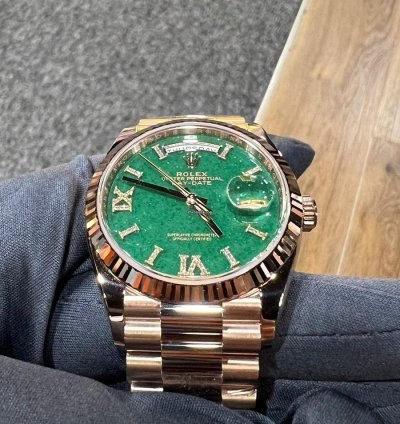 Rolex Day-date 36 2024 New Day-date 36 Everose Gold Green Aventurine Roman Diamond