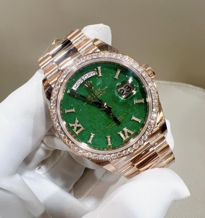 Rolex Day-date 36 2025 New Day-date 36 Everose Gold Green Aventurine Diamond Bezel