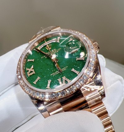 Rolex Day-date 36 2025 New Day-date 36 Everose Gold Green Aventurine Diamond Bezel