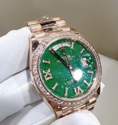 Rolex Day-date 36 2025 New Day-date 36 Everose Gold Green Aventurine Diamond Bezel