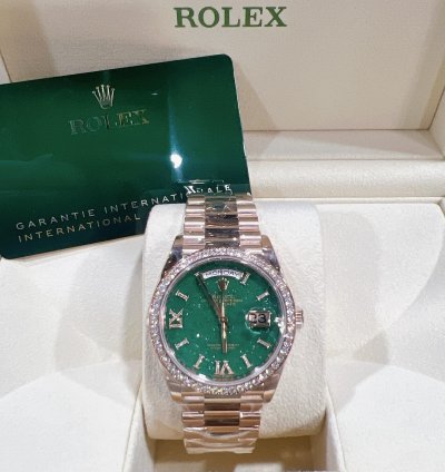 Rolex Day-date 36 2025 New Day-date 36 Everose Gold Green Aventurine Diamond Bezel