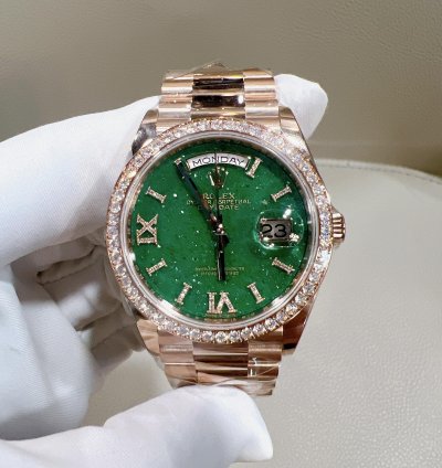 Rolex Day-date 36 2025 New Day-date 36 Everose Gold Green Aventurine Diamond Bezel
