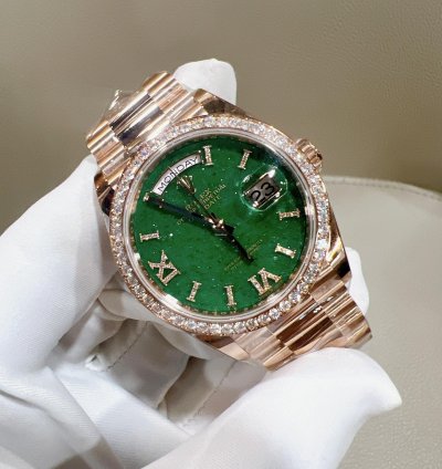 Rolex Day-date 36 2025 New Day-date 36 Everose Gold Green Aventurine Diamond Bezel