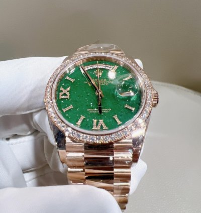 Rolex Day-date 36 2025 New Day-date 36 Everose Gold Green Aventurine Diamond Bezel