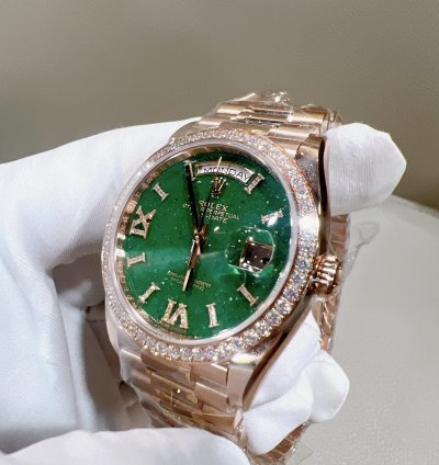 Rolex Day-date 36 2025 New Day-date 36 Everose Gold Green Aventurine Diamond Bezel