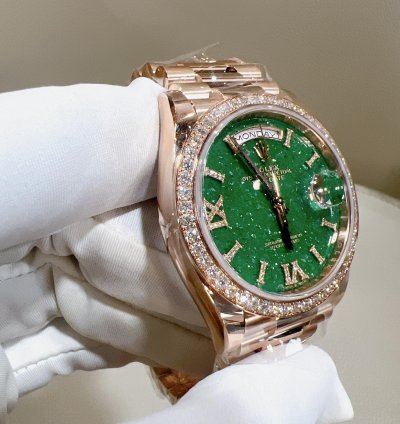 Rolex Day-date 36 2025 New Day-date 36 Everose Gold Green Aventurine Diamond Bezel