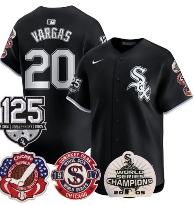Miguel Vargas Jersey 20 Chicago White Sox 125th Anniversary World Series Champions Black