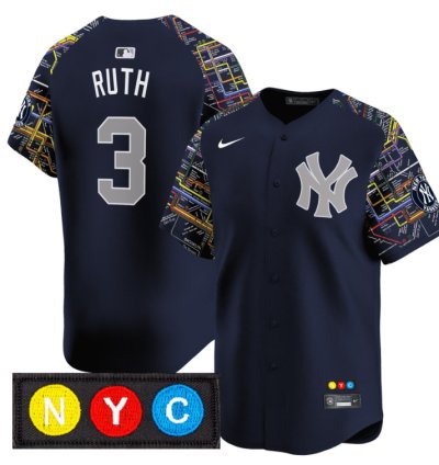 Babe Ruth Jersey 3 New York Yankees Subway Style Vapor Premier Limited Stitched
