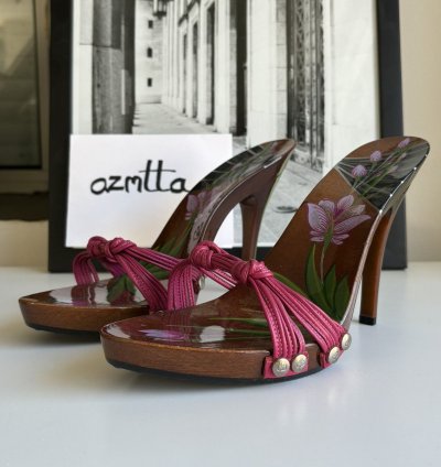 Dior Hand Painted Lacquered Wooden Heels