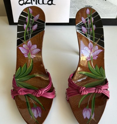 Dior Hand Painted Lacquered Wooden Heels