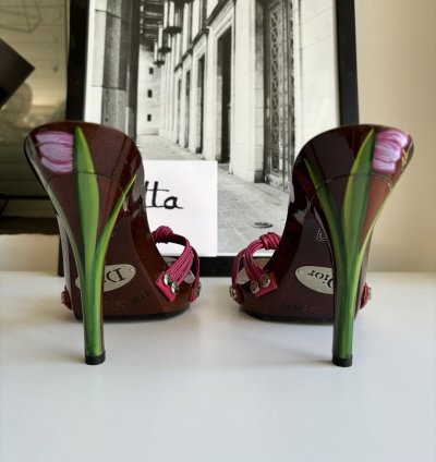 Dior Hand Painted Lacquered Wooden Heels