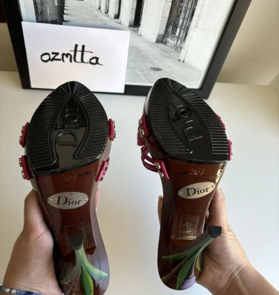 Dior Hand Painted Lacquered Wooden Heels