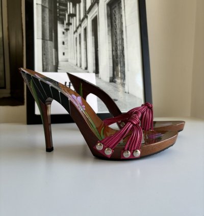 Dior Hand Painted Lacquered Wooden Heels