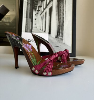 Dior Hand Painted Lacquered Wooden Heels