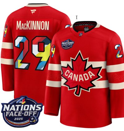 Mens Nathan Mackinnon Jersey 29 Canada 4 Nations Face-off 2025 V2 Stitched Red