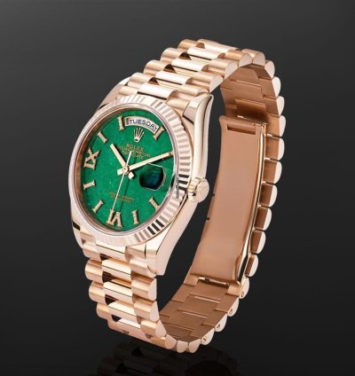 Rolex Day-date 36 128235 18k Rose Gold Green Aventurine Diamond Dial 36 Mm