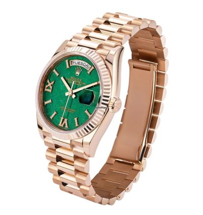 Rolex Day-date 36 128235 18k Rose Gold Green Aventurine Diamond Dial 36 Mm