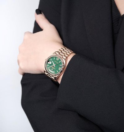 Rolex Day-date 36 128235 18k Rose Gold Green Aventurine Diamond Dial 36 Mm