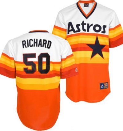 Houston Astros Jr Richard Orange Throwback Pullover Jersey