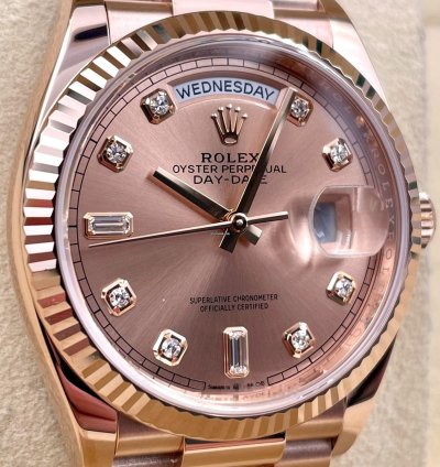 Rolex Day-date 36 128235 36mm Rose Gold Rose Diamond Dial Unworn 2023
