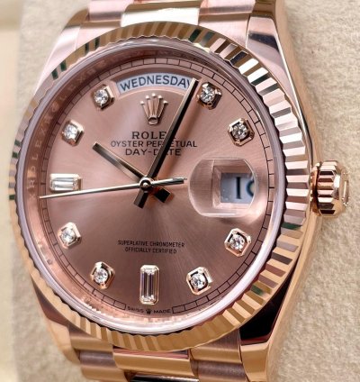 Rolex Day-date 36 128235 36mm Rose Gold Rose Diamond Dial Unworn 2023