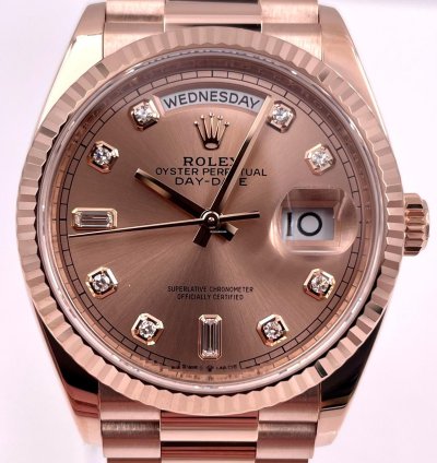 Rolex Day-date 36 128235 36mm Rose Gold Rose Diamond Dial Unworn 2023