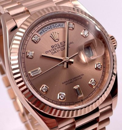 Rolex Day-date 36 128235 36mm Rose Gold Rose Diamond Dial Unworn 2023