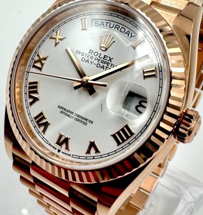 Rolex Day-date 36 128235 36mm Rose Gold White Roman Dial Unworn 2024